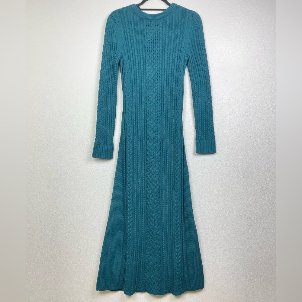 Peruvian Connection Women's Small Marina Dress in Mallard Knit Maxi Long Sleeve - Picture 12 of 16